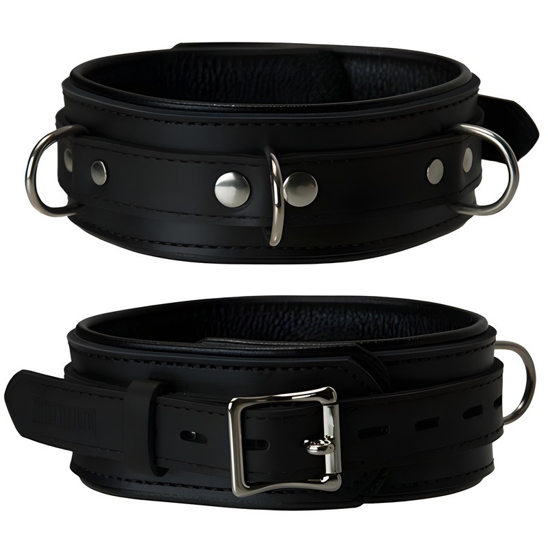 Collier en cuir unisexe noir