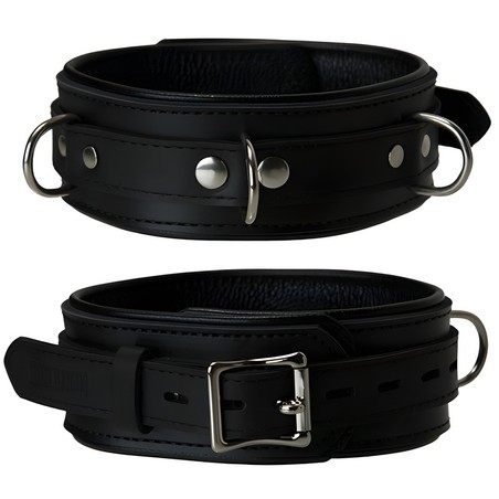 Collier en cuir unisexe noir