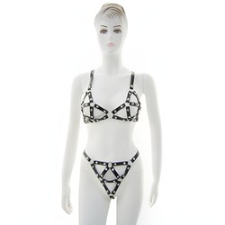 Bikini rivetés en cuir sexy pour femme