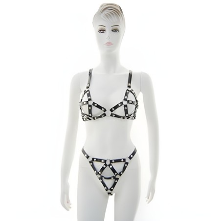 Bikini rivetés en cuir sexy pour femme