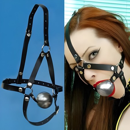 Harnais ball gag silver
