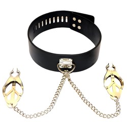 Pince tétons à chaine avec collier
