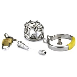 Cage de chasteté métal avec sonde d'uretre flexible