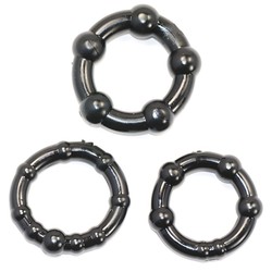 Lot de 3 cockrings noirs avec boules