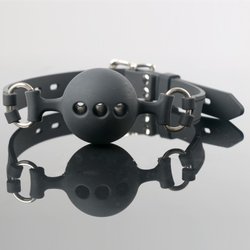 Ball gags silicone noir 4,8 cm 3 trous