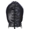 Cagoule simili cuir noir zip bouche amovible