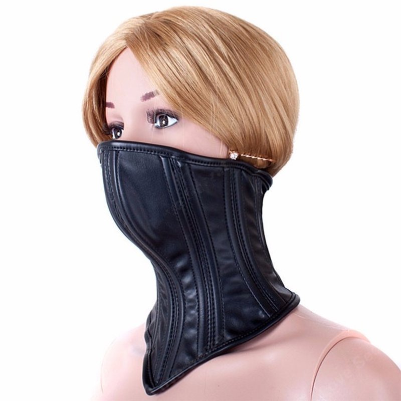 Minerve cache bouche et nez simili cuir noir