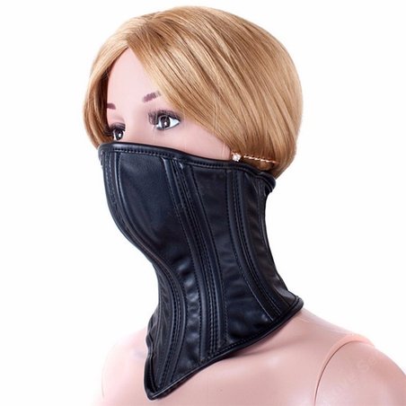 Minerve cache bouche et nez simili cuir noir