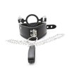 Collier minerve simili cuir noir avec ring gag et laisse