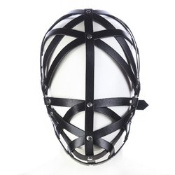 Masque muselière en simili cuir noir
