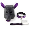 Cagoule tête de chien néoprène avec collier et laisse