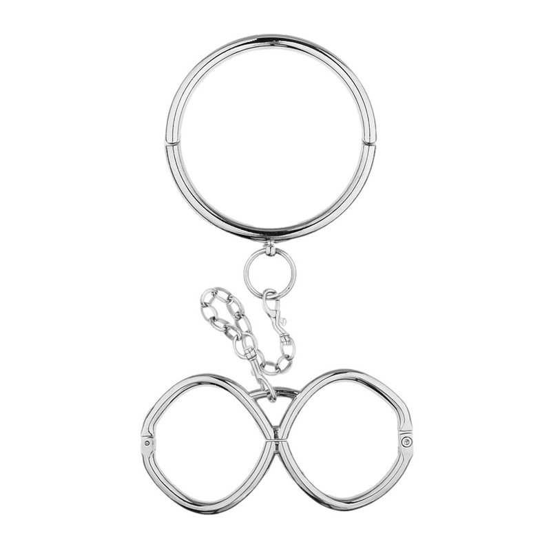 Ensemble collier et menottes métal avec chaîne