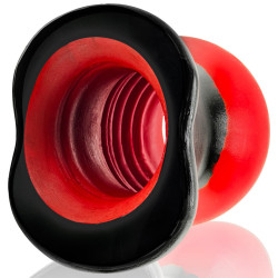 Oxballs - Plug Tunnel Super Max Pighole XXXL Noir-Rouge 15 x 11.5cm