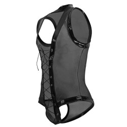Body Lofnis noir S/M - body masculin tulle transparent | Nedgy