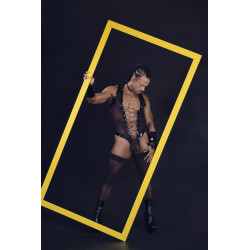 Body Lofnis noir S/M - body masculin tulle transparent | Nedgy