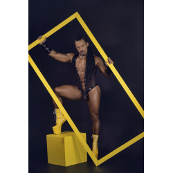 Body Lofnis noir S/M - body masculin tulle transparent | Nedgy