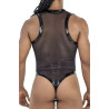 Body Lofnis noir L/XL - body masculin tulle transparent | Nedgy