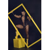 Body Lofnis noir L/XL - body masculin tulle transparent | Nedgy