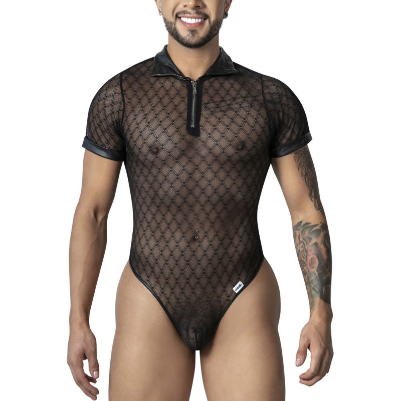 Body-string Geolix noir L/XL - tulle motifs géométriques | Nedgy