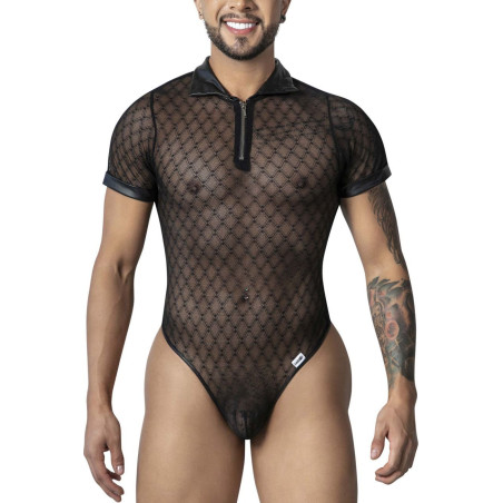 Body-string Geolix noir L/XL - tulle motifs géométriques | Nedgy