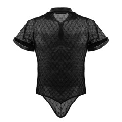 Body-string Geolix noir L/XL - tulle motifs géométriques | Nedgy