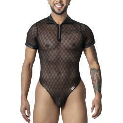 Body-string Geolix noir S/M - tulle motifs géométriques | Nedgy