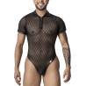Body-string Geolix noir S/M - tulle motifs géométriques | Nedgy