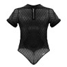 Body-string Geolix noir S/M - tulle motifs géométriques | Nedgy
