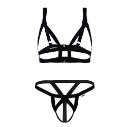 Ensemble bra et string Anderos noir L/XL - 2 pièces | Nedgy