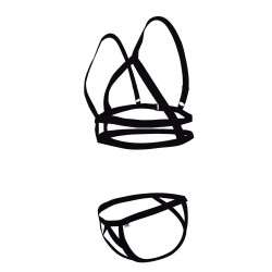 Ensemble bra et string Anderos noir L/XL - 2 pièces | Nedgy