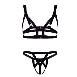 Ensemble bra et string Anderos noir L/XL - 2 pièces | Nedgy
