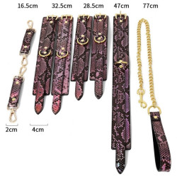 Kit SM Snakine collier et menottes noir-rose | Nedgy