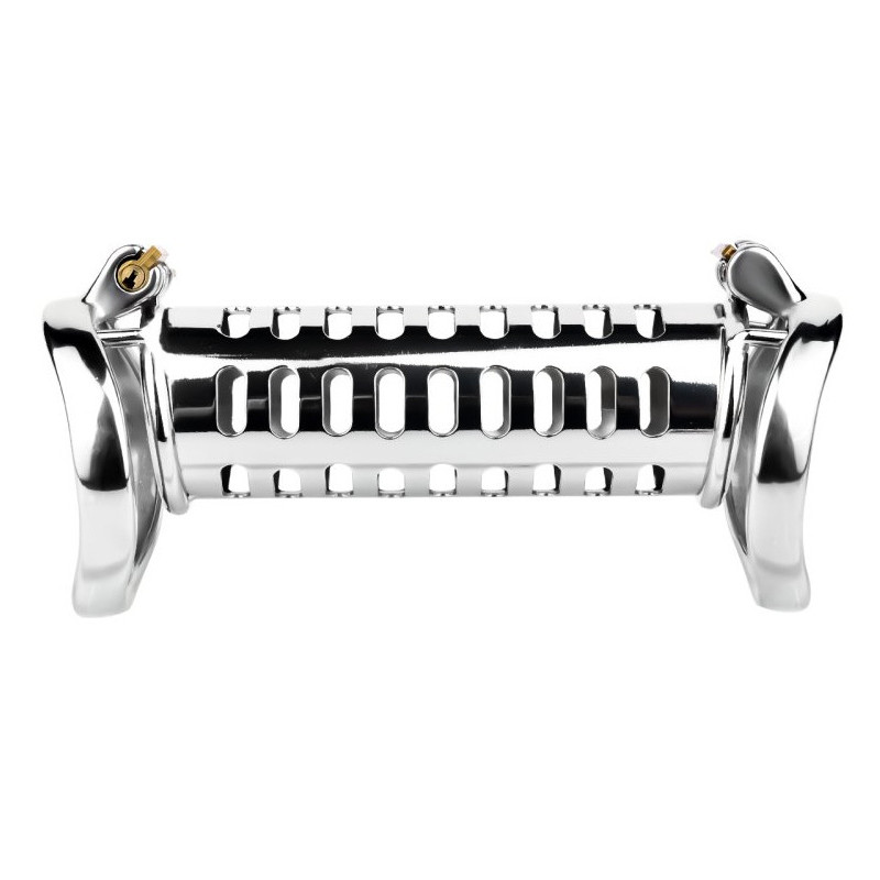 Double cage de chasteté Steelock 15 cm métal | Nedgy