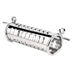 Double cage de chasteté Steelock 15 cm métal | Nedgy