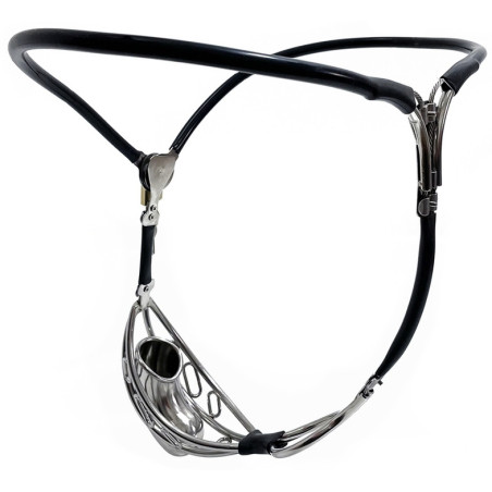 Cage de chasteté Halfy 10 cm - harnais métal | Nedgy