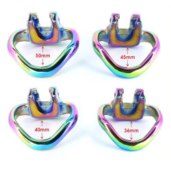 Cage de chasteté Rainbow métal colorée 5,5 cm | Nedgy