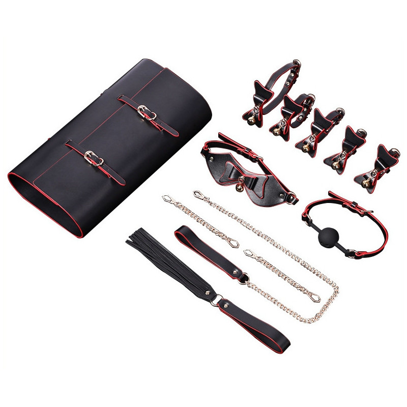 Kit BDSM grelots Bells 6 pièces noir-rouge | Nedgy
