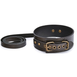 Collier-laisse cuir vieilli Vintagy marron | Nedgy