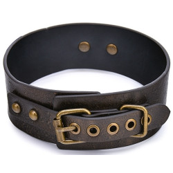 Collier-laisse cuir vieilli Vintagy marron | Nedgy