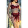 Ensemble Florissa rouge 4 pièces M| Nedgy
