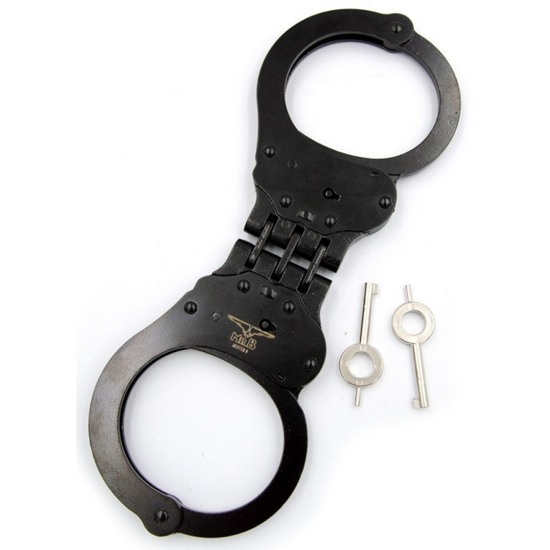 Menottes métal Mister B Cuff Hinged noires | Nedgy