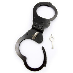 Menottes métal Mister B Cuff Hinged noires | Nedgy