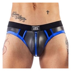 Jockstrap néoprène Mister B Jock Brief noir-bleu XS | Nedgy