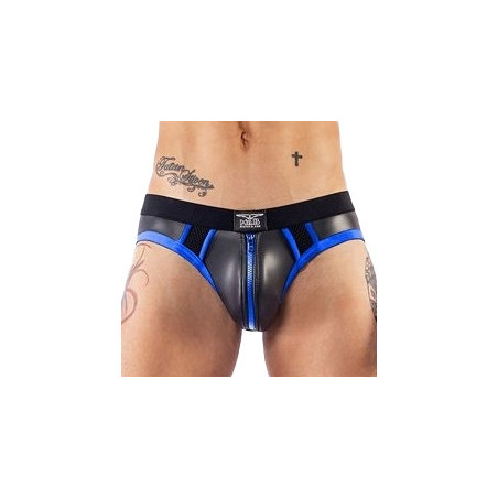 Jockstrap néoprène Mister B Jock Brief noir-bleu XS | Nedgy