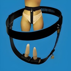 Ceinture de chasteté avec plug anal+plug vaginal noire