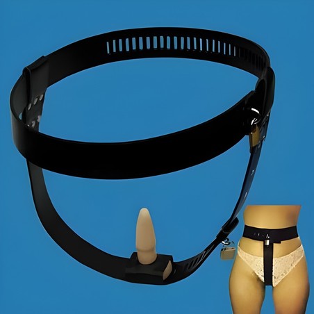 Ceinture de chasteté avec plug vaginal noire