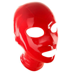 Cagoule latex rouge Hoodeyes zip arrière XXL | Nedgy