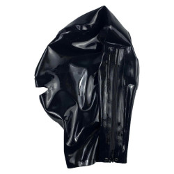 Cagoule latex noire Rubhood bouche libre S | Nedgy