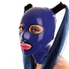 Cagoule latex bleue Outails ouvertures XXL | Nedgy