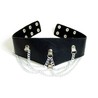 Collier-minerve en cuir noir à chainettes